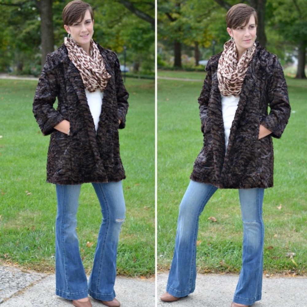 CAbi Black Faux Fur Jacket Style 459 Size L